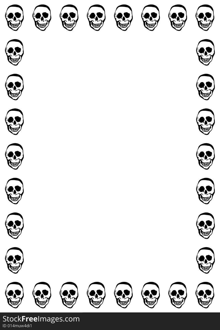 Halloween background of skeleton skulls on black. Halloween background of skeleton skulls on black