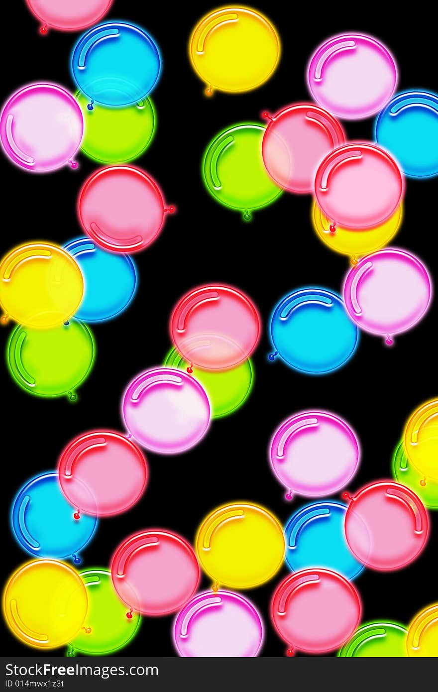 Coloured balloons on black background. Coloured balloons on black background