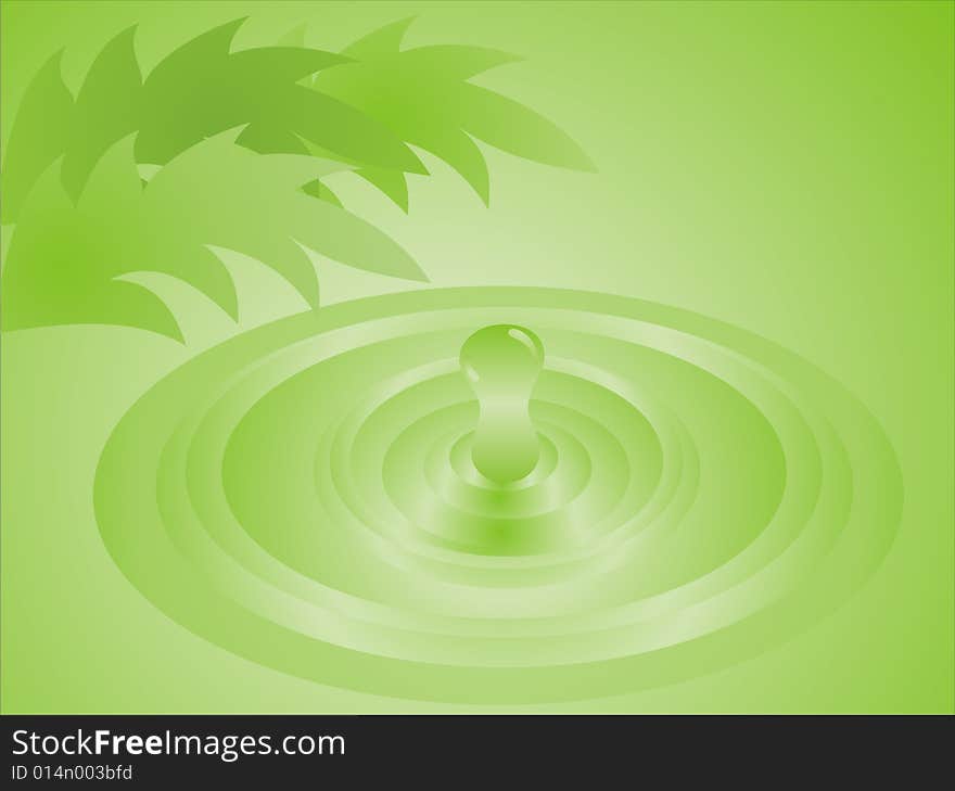 This is illustration about water drop on the green water.