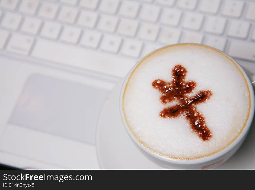 Coffee with RMB sign on keyboard