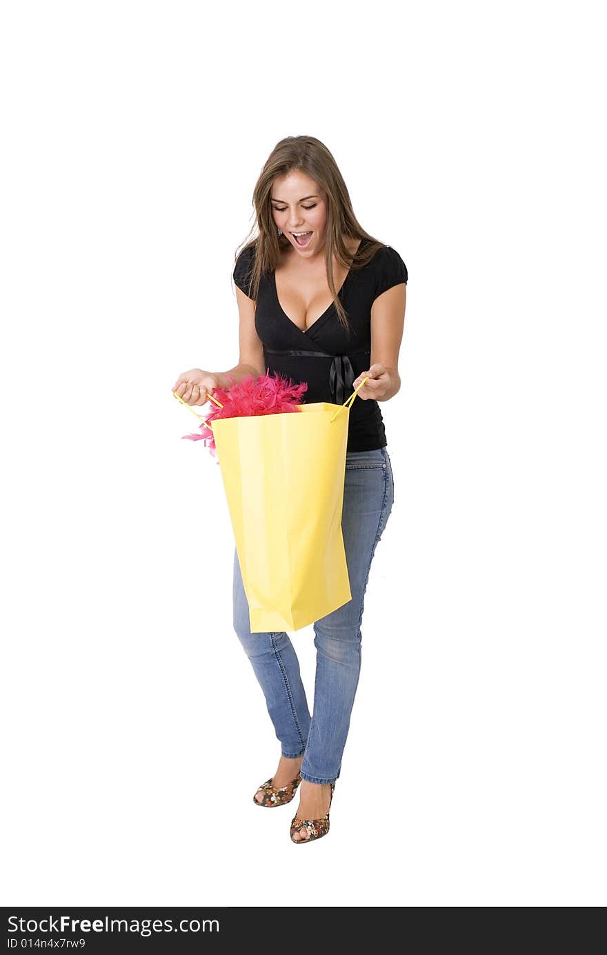 Woman holding a shopping bag. Woman holding a shopping bag