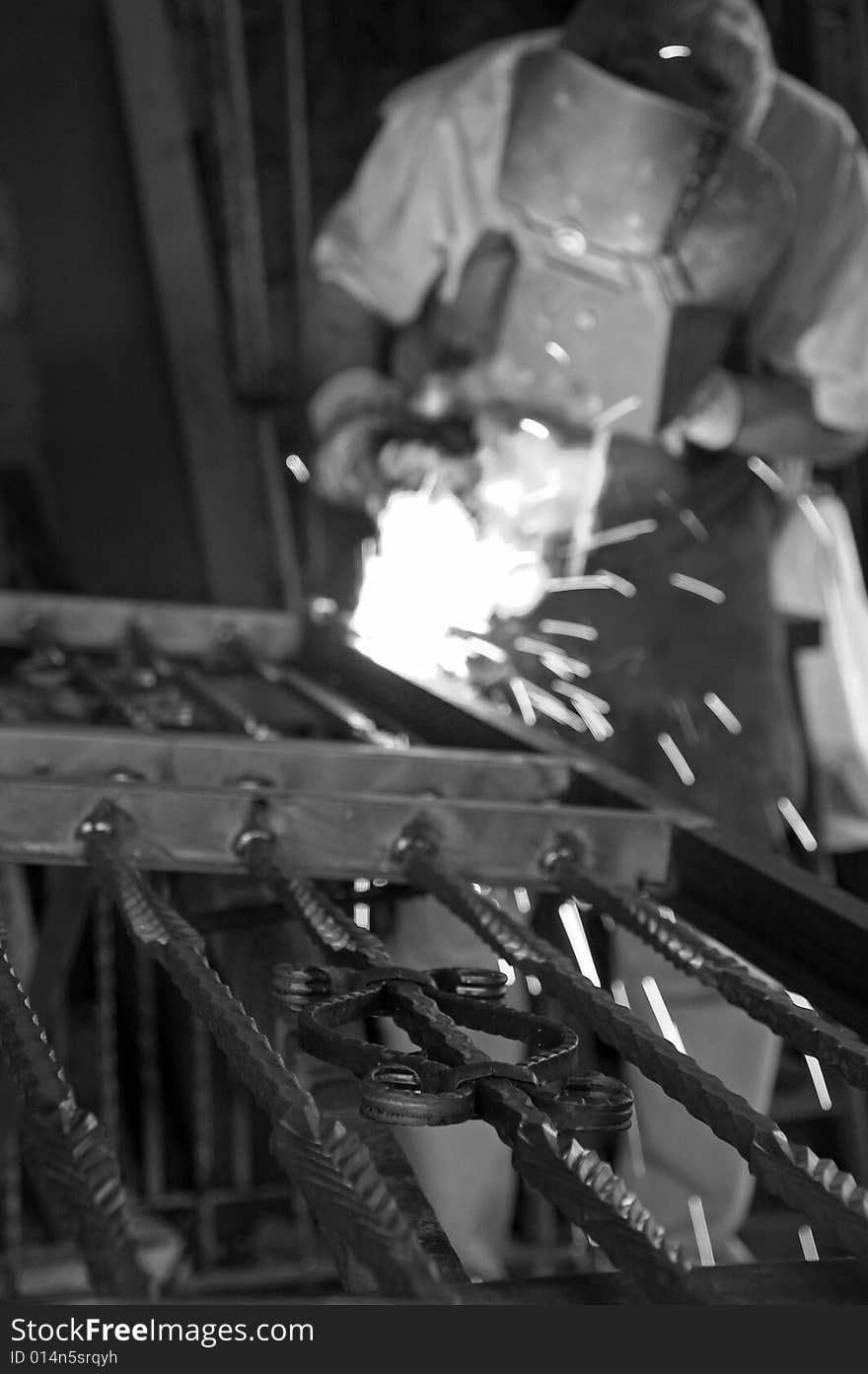 A blacksmith in the workshop