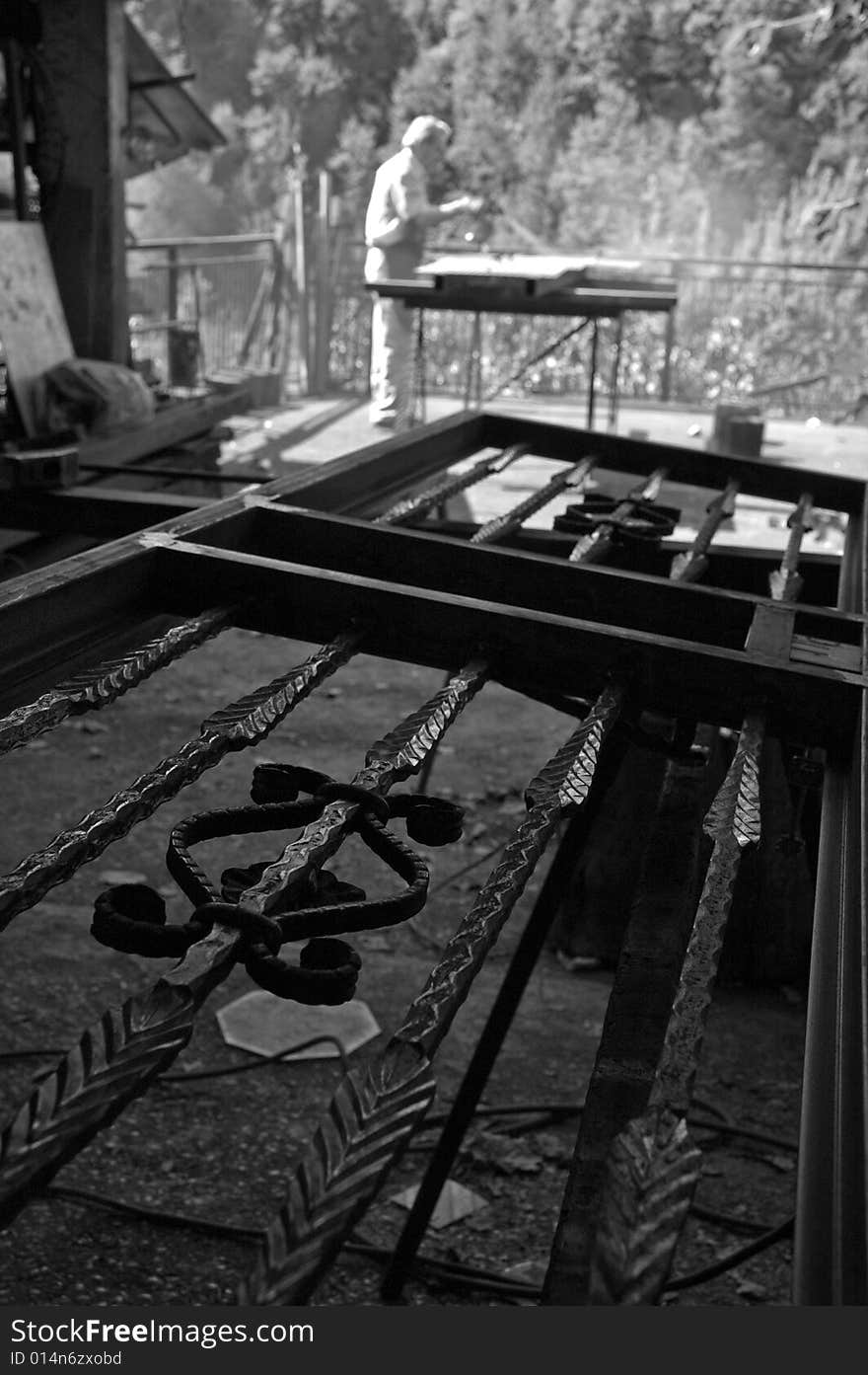 A blacksmith in the workshop