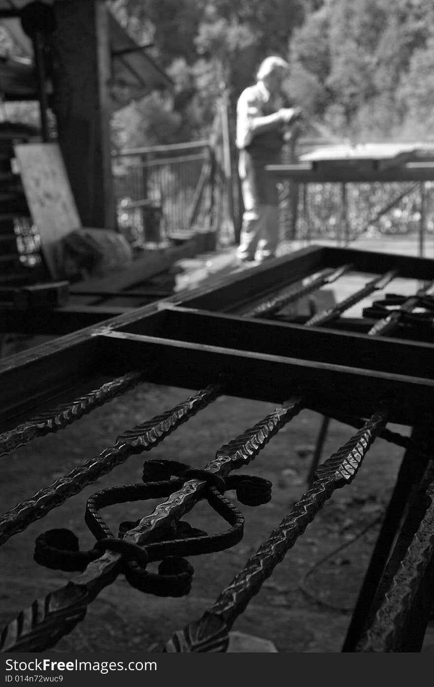 A blacksmith in the workshop