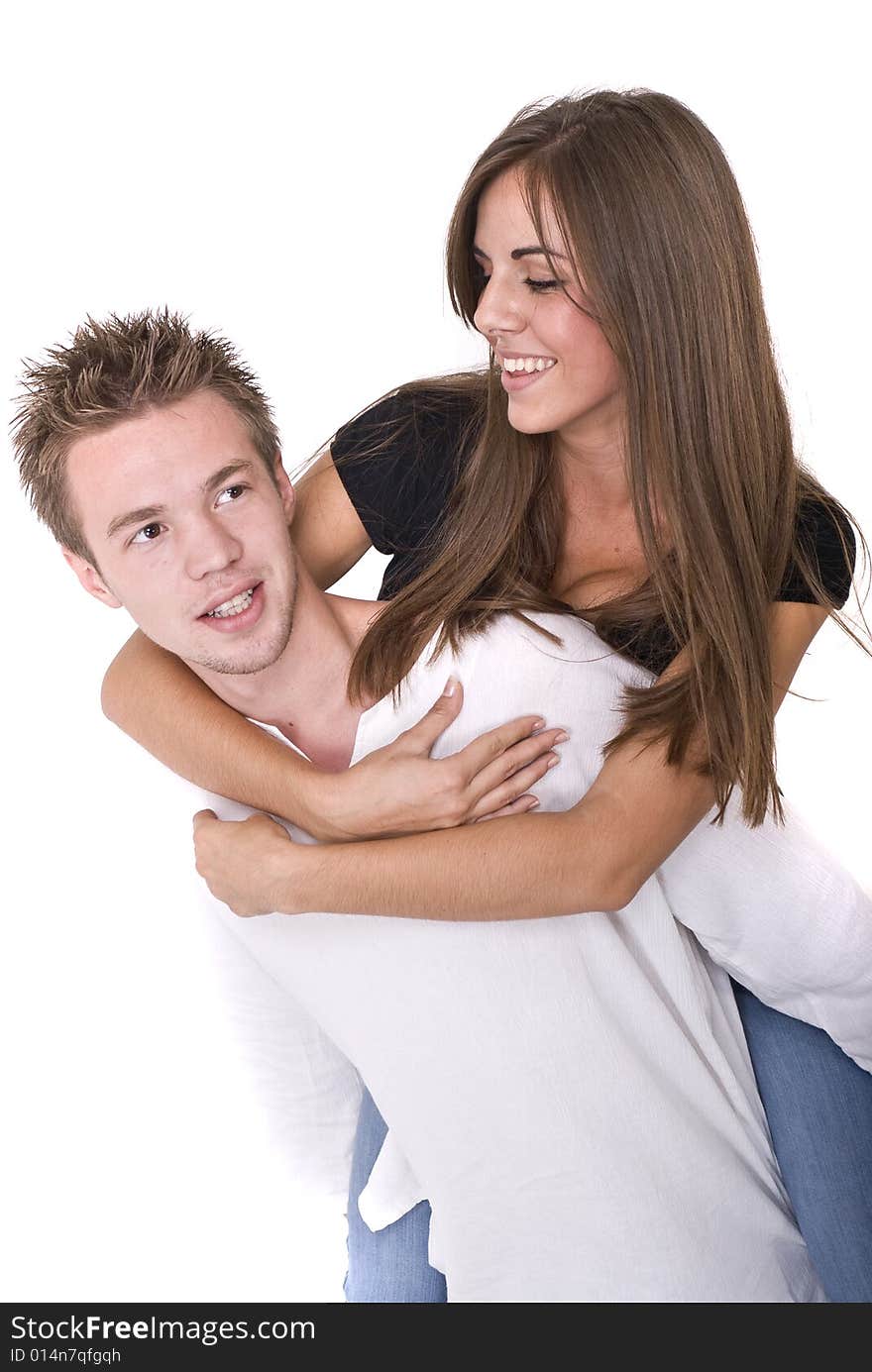 Young couple together on isolated background. Young couple together on isolated background