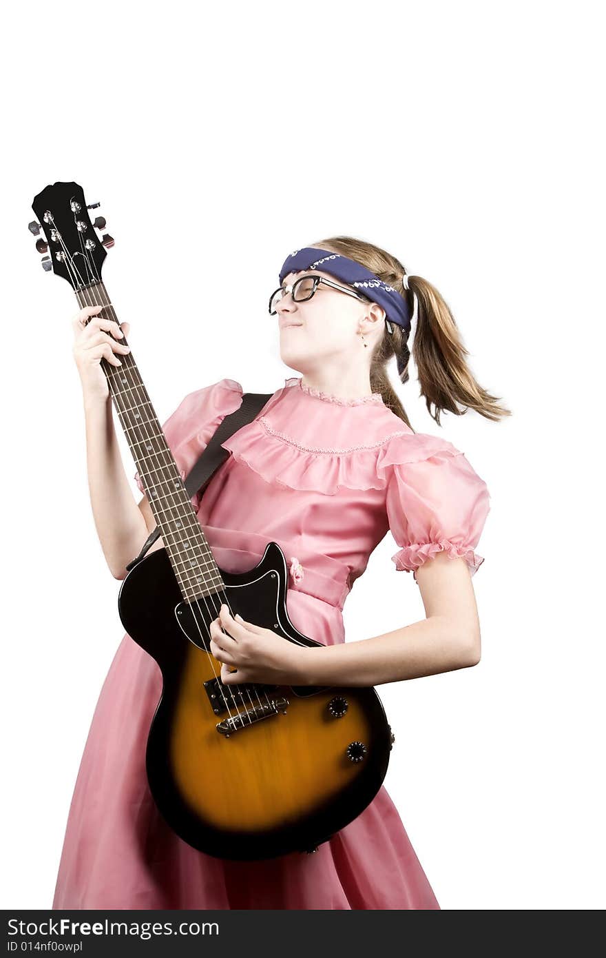 Young Girl With A Rock Guitar