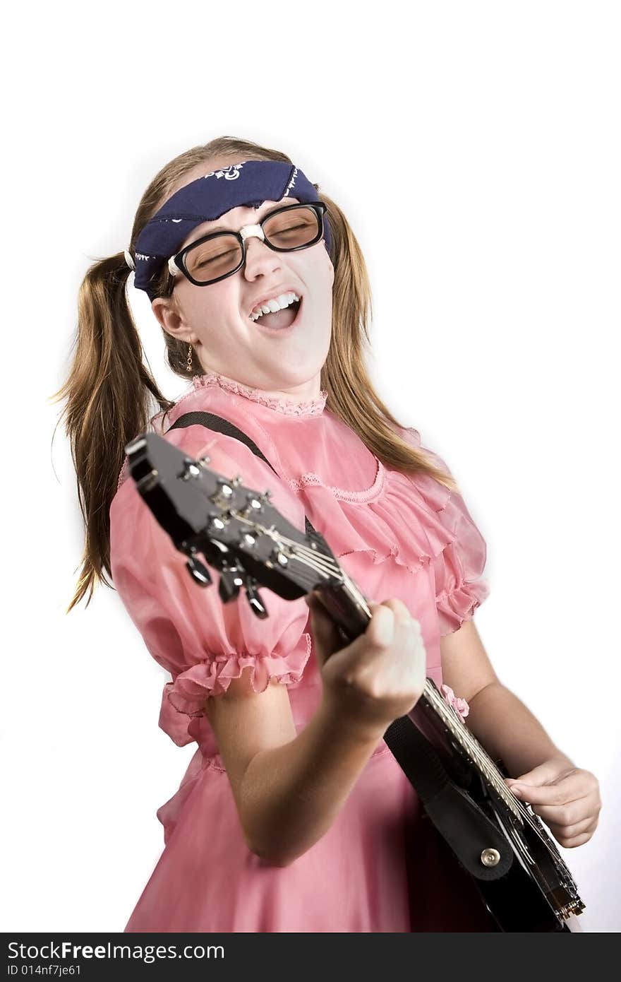 Young Girl with a Rock Guitar