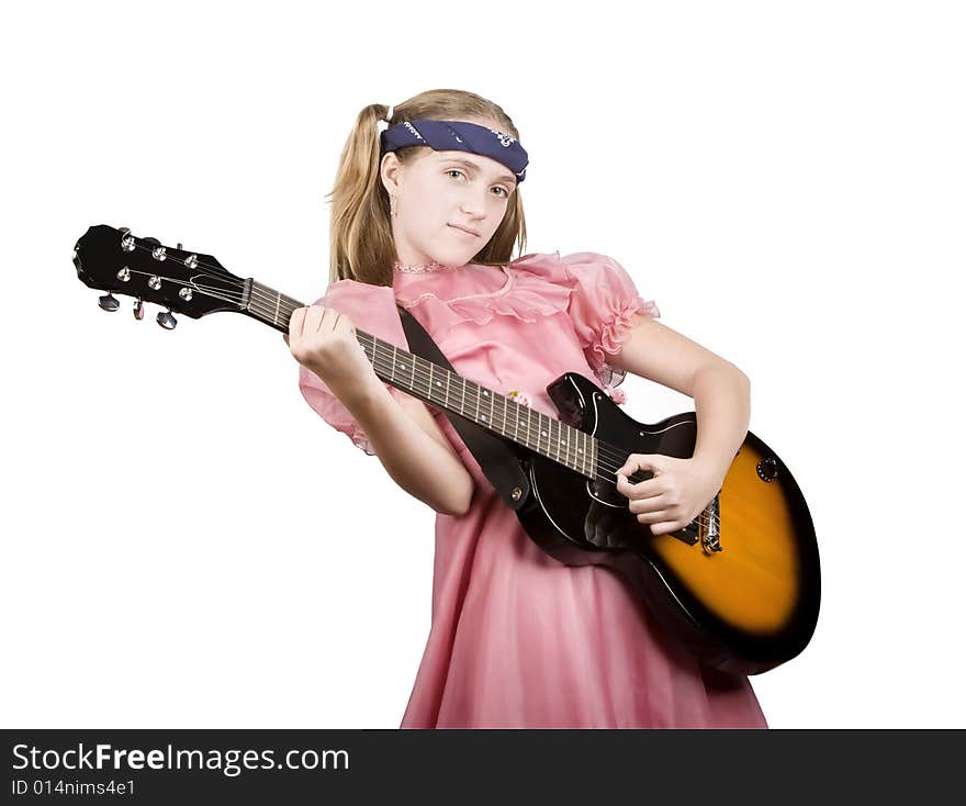 Young Girl with a Rock Guitar