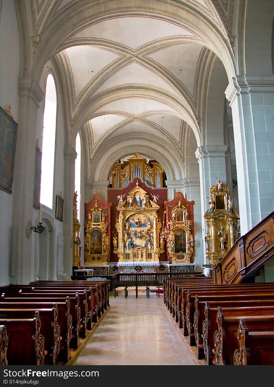 Inside Of Hofkirche In Luzern