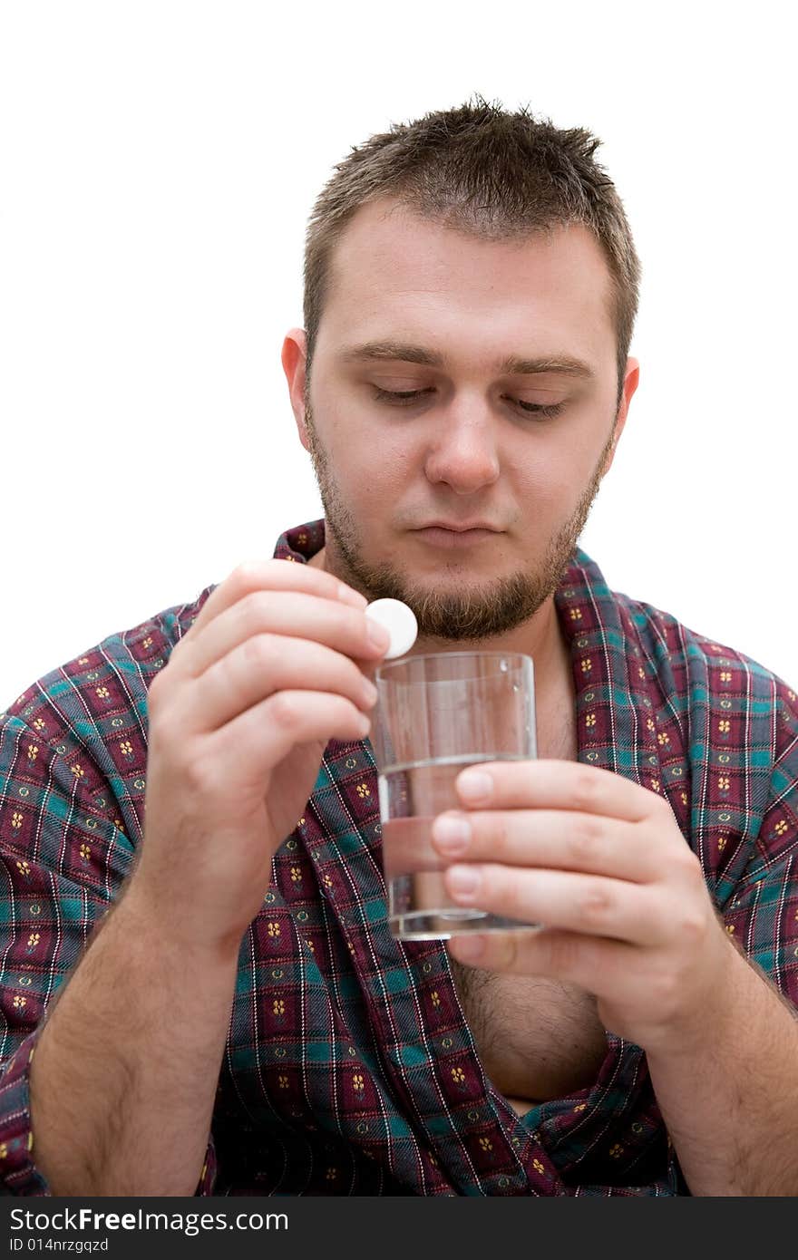 Very sick man on white background. Very sick man on white background