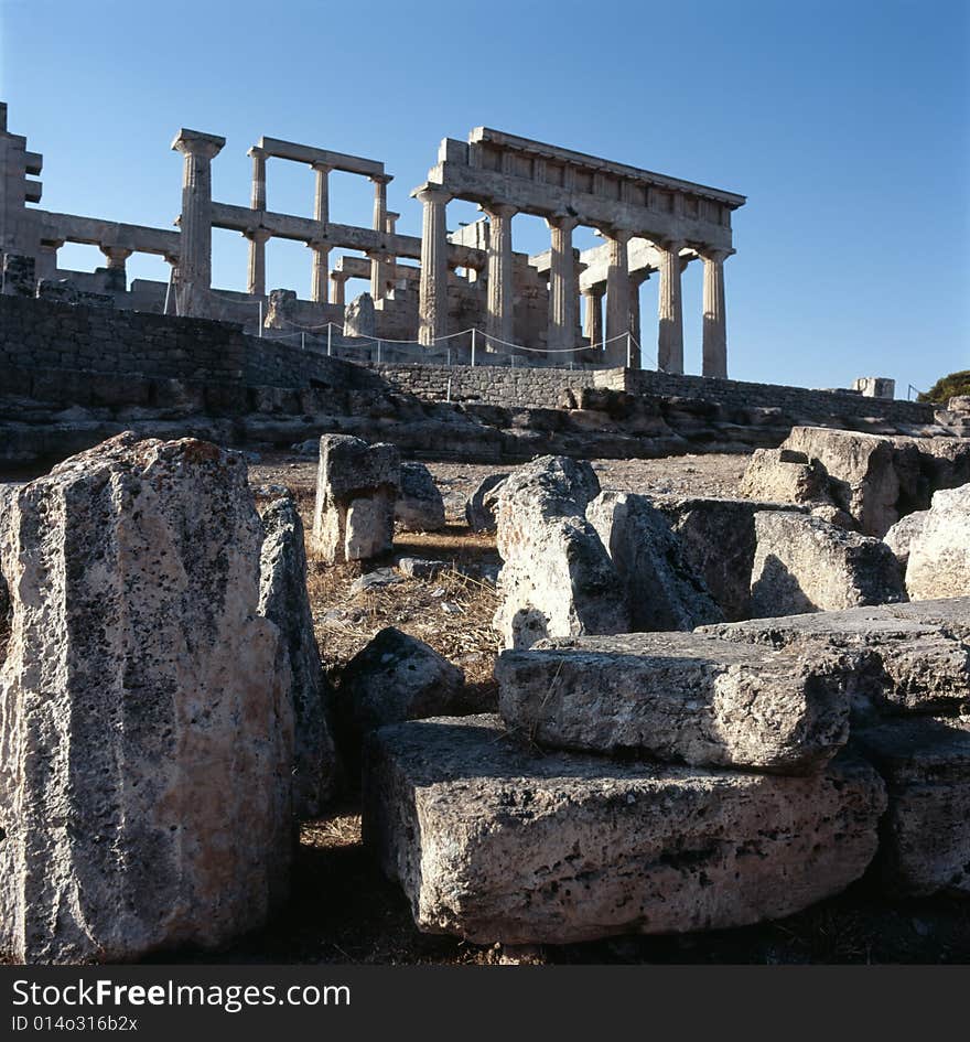 Ancient temple of Aphaia on Aigina island in Greece. Ancient temple of Aphaia on Aigina island in Greece.