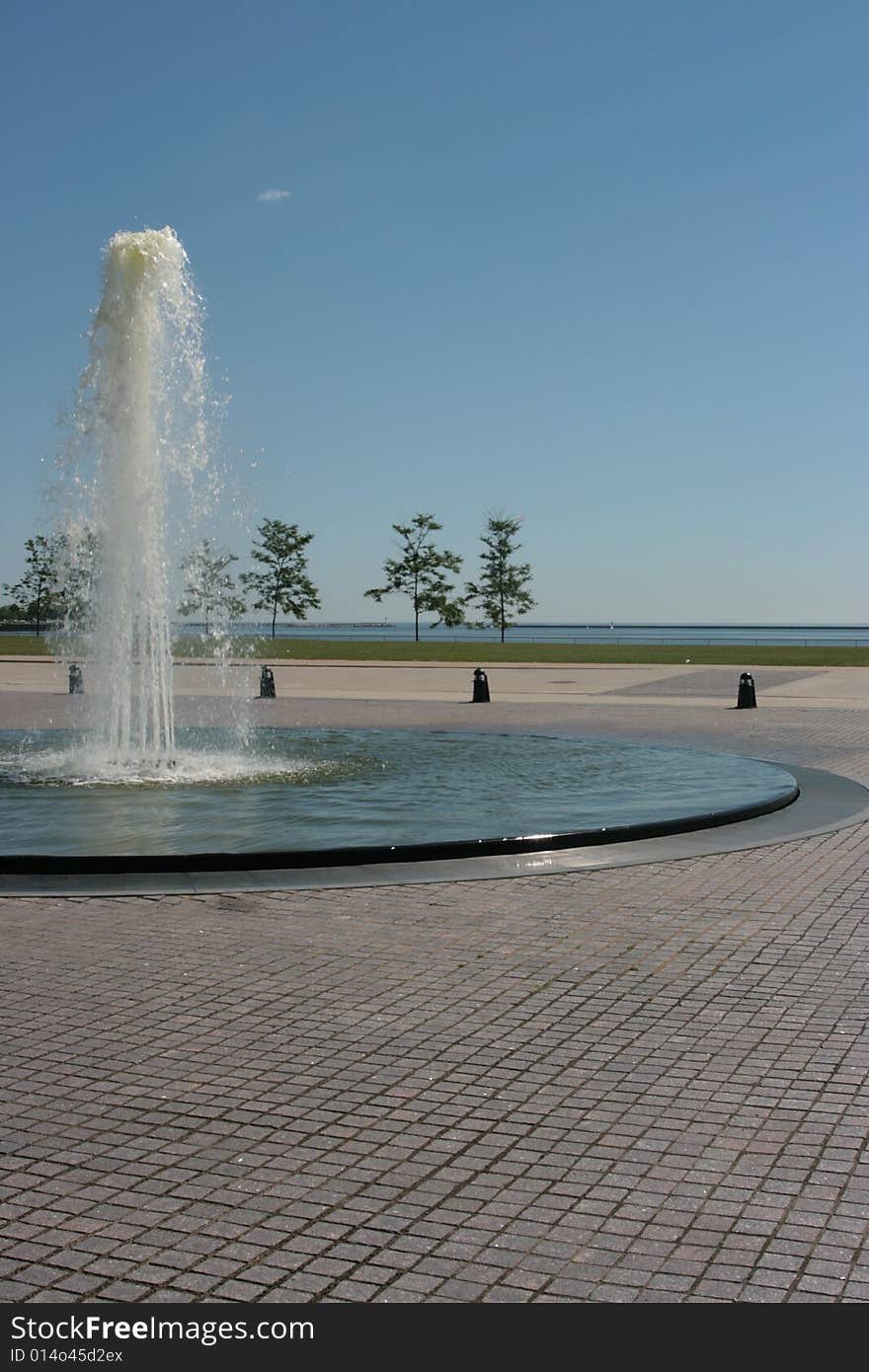 A fountain at the Milwaukee Art Museum.