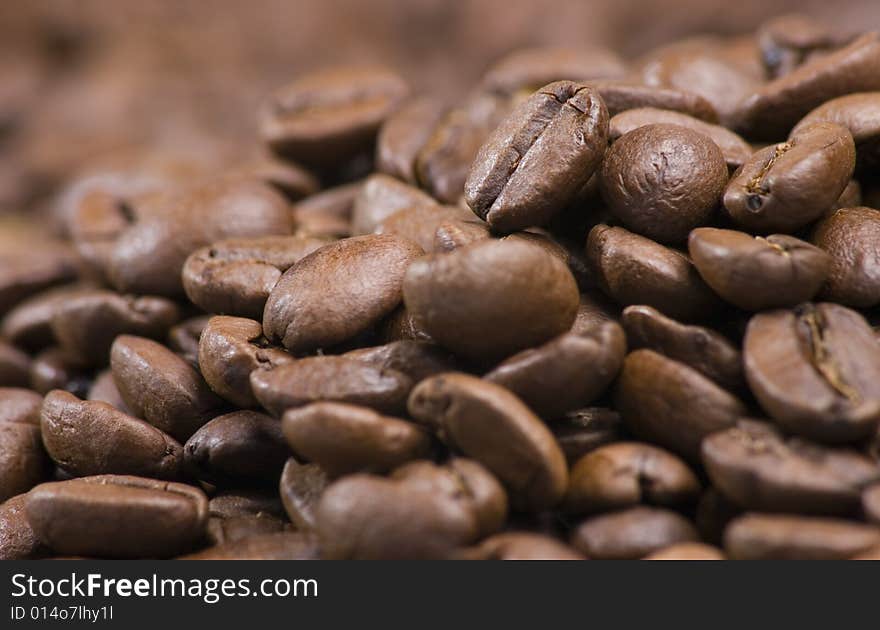 Pile Of Coffee Beans Close Up