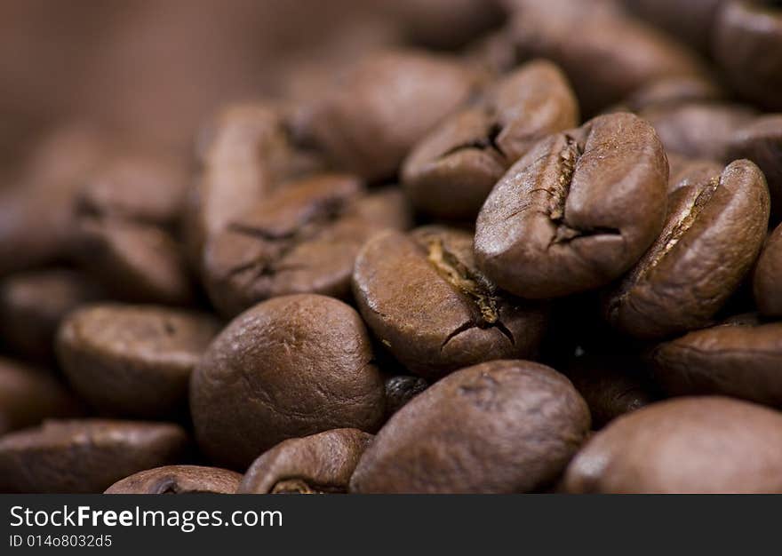 Pile Of Coffee Beans Close Up