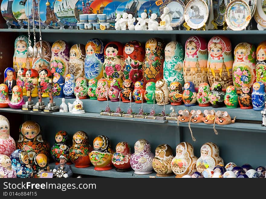 Shelf with souvenirs