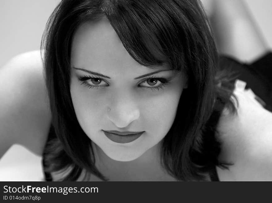 Black and white portrait of a confident, sexy woman. Black and white portrait of a confident, sexy woman