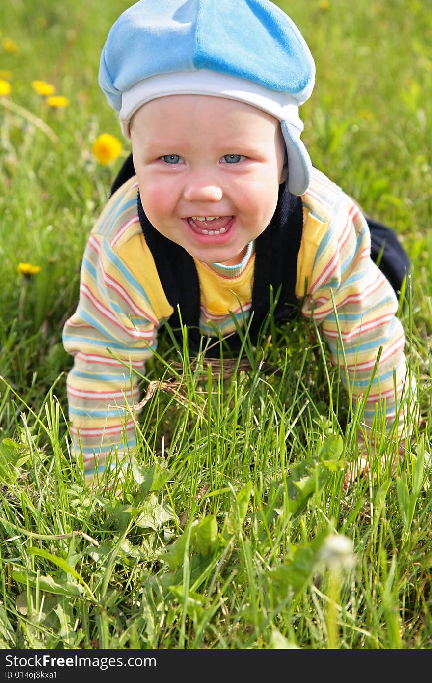 Baby Creep On Grass