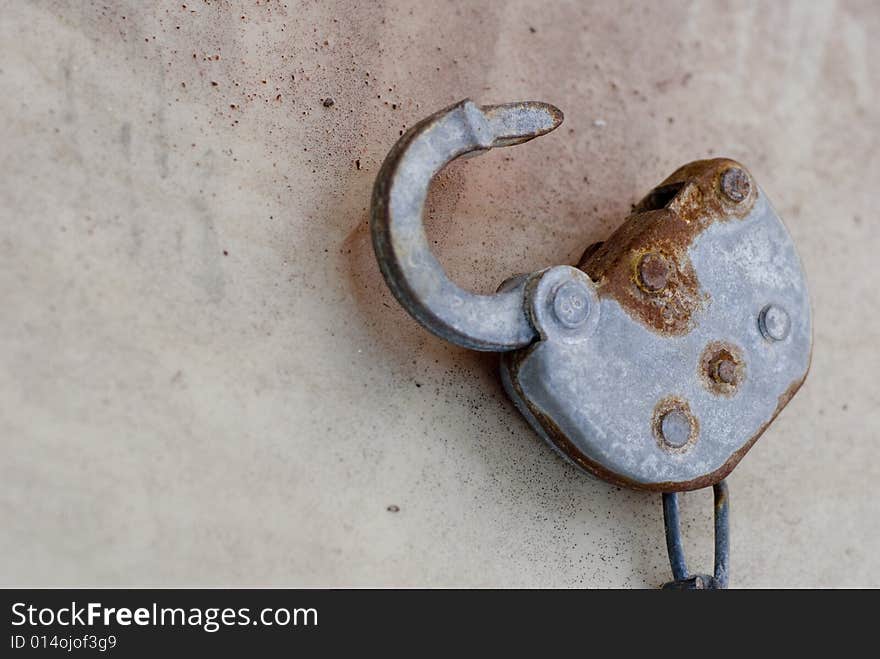 Close-up of an old, metal, rusty lock