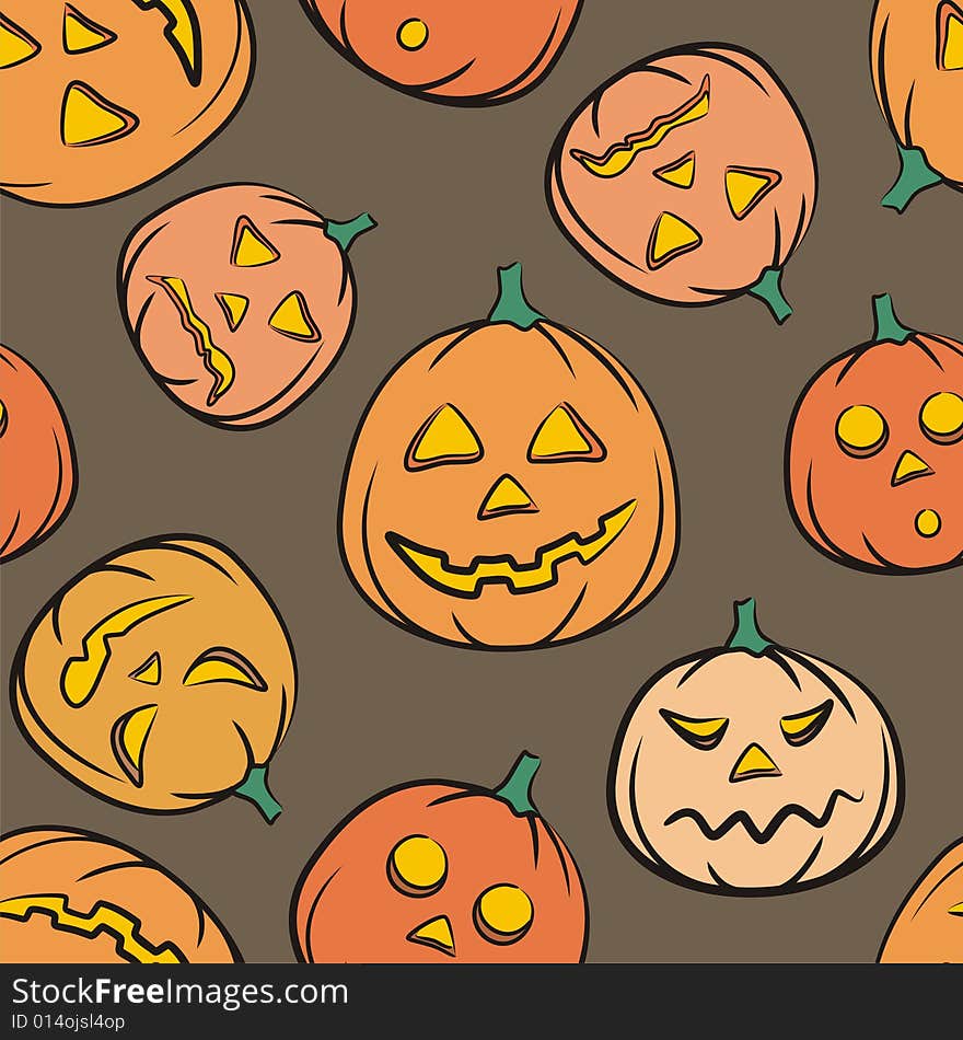 Halloween Seamless Multicolor Background With Emotional Pumpkins. Halloween Seamless Multicolor Background With Emotional Pumpkins