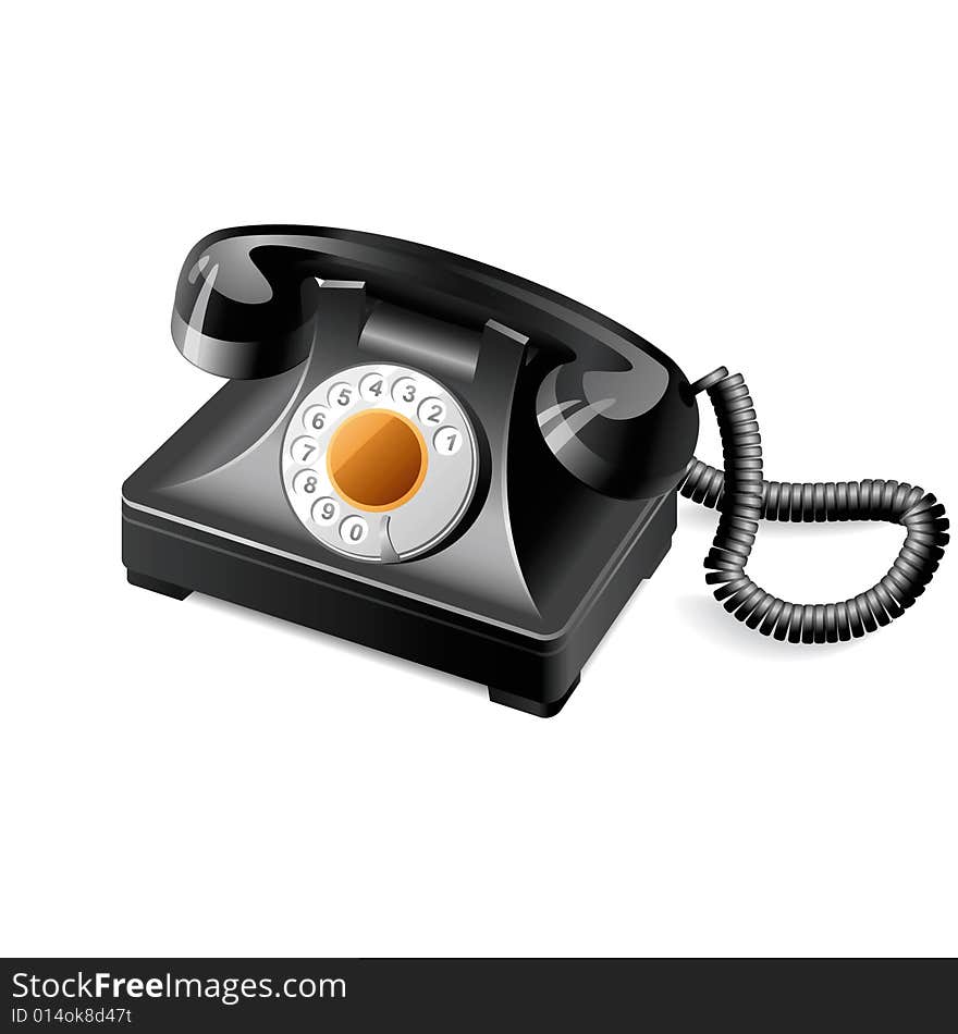 Vector illustration on an old classic telephone. Vector illustration on an old classic telephone