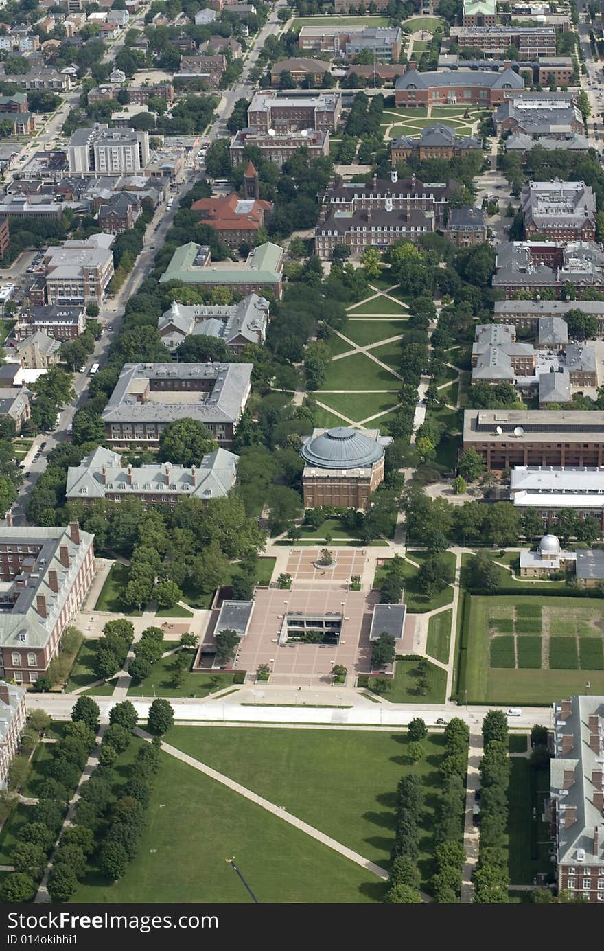 Aerial photo of a community of large homes and perfectly landscaped lawns. Aerial photo of a community of large homes and perfectly landscaped lawns