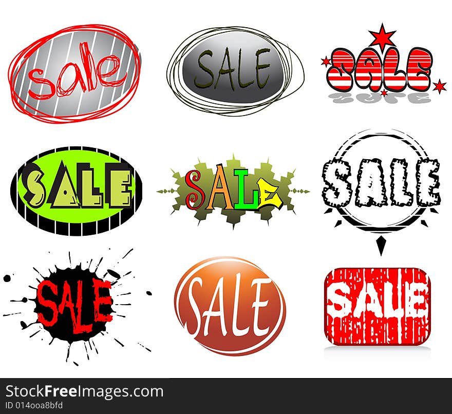 Set of labels and stickers. Sale vector illustration