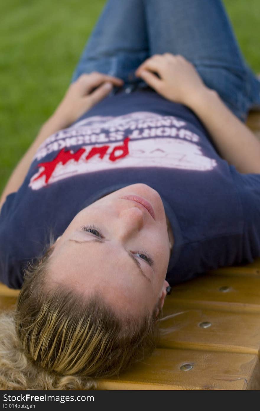 Woman relaxing in the park