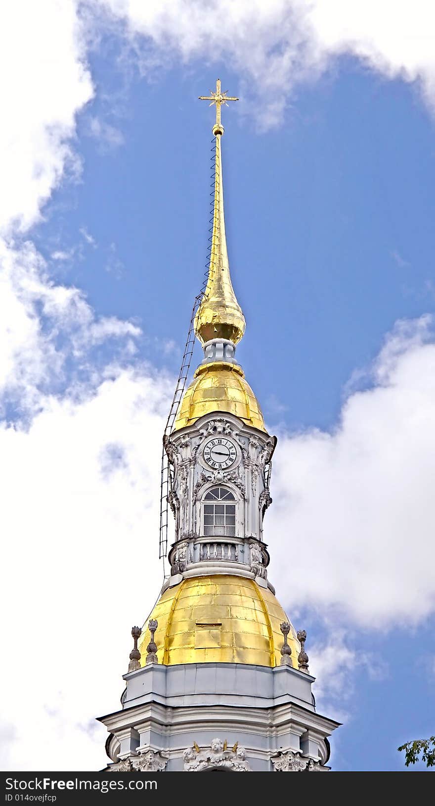 Bell Tower of St.Nicolas Epiphany Cathedral in St.Petersburg. Fragment. Bell Tower of St.Nicolas Epiphany Cathedral in St.Petersburg. Fragment