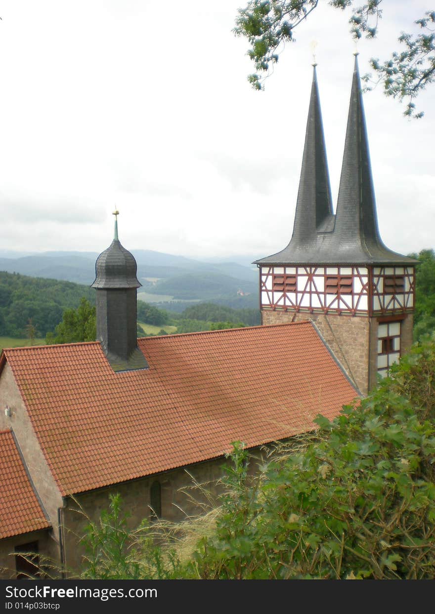 Detail of a church in burg hanstein, germany