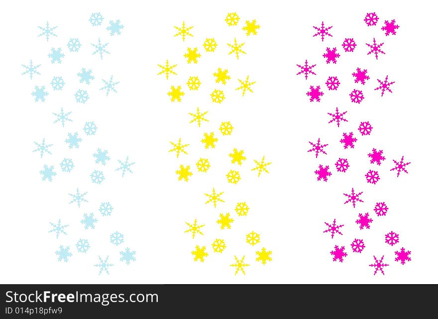 Snow Flakes Compositions On White