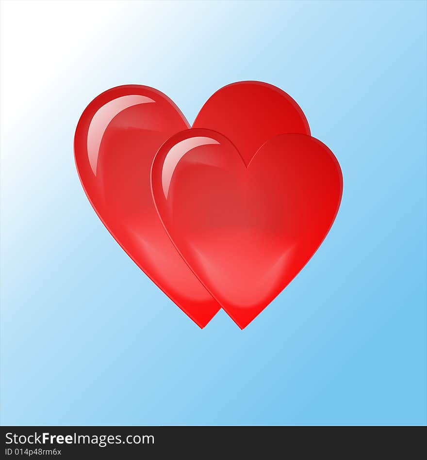 Two red hearts