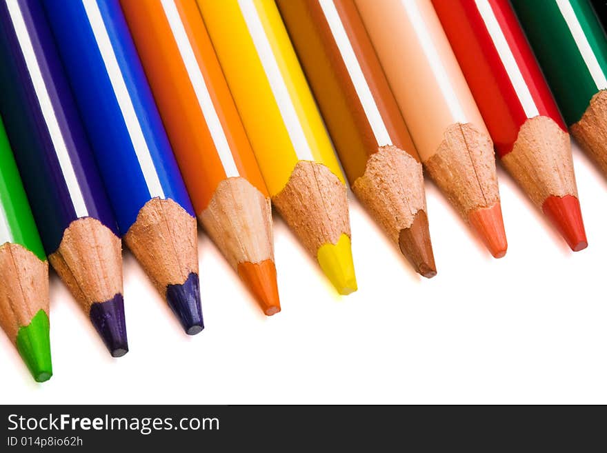 Beautiful color pencils on a white background