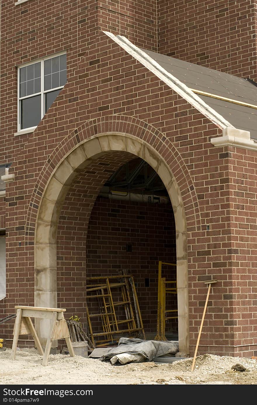 Arched brick entrance to home. Arched brick entrance to home