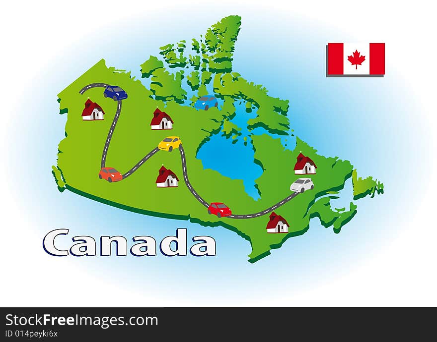 Map of Canada with icons. Map of Canada with icons