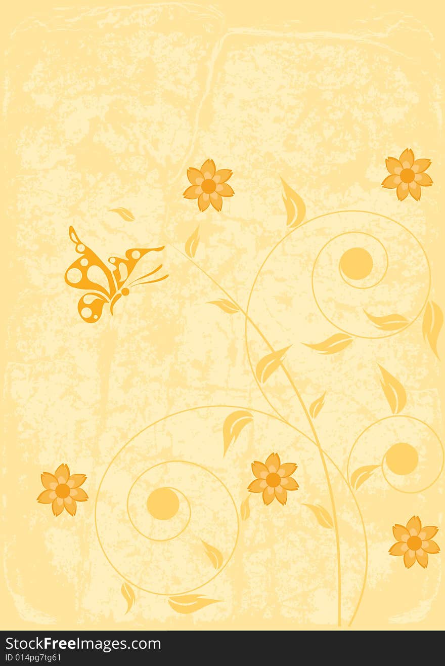 Decorative floral on grunge background, vector illustration.
Additional format: EPS-8