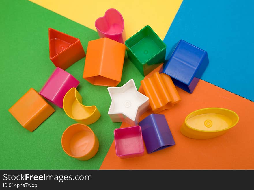 Close up of colourful bricks