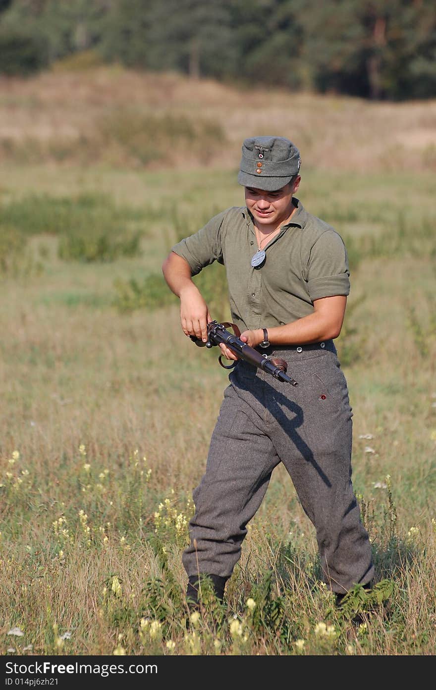 German soldier . WW2 reenacting