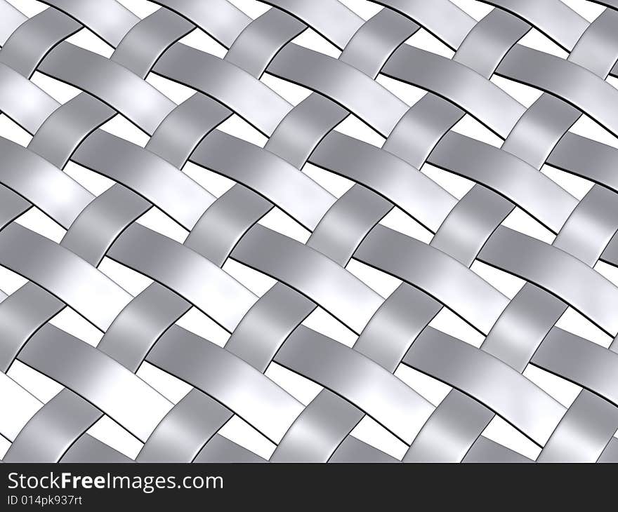 3d render of a metallic grey weave pattern,angle, view. 3d render of a metallic grey weave pattern,angle, view