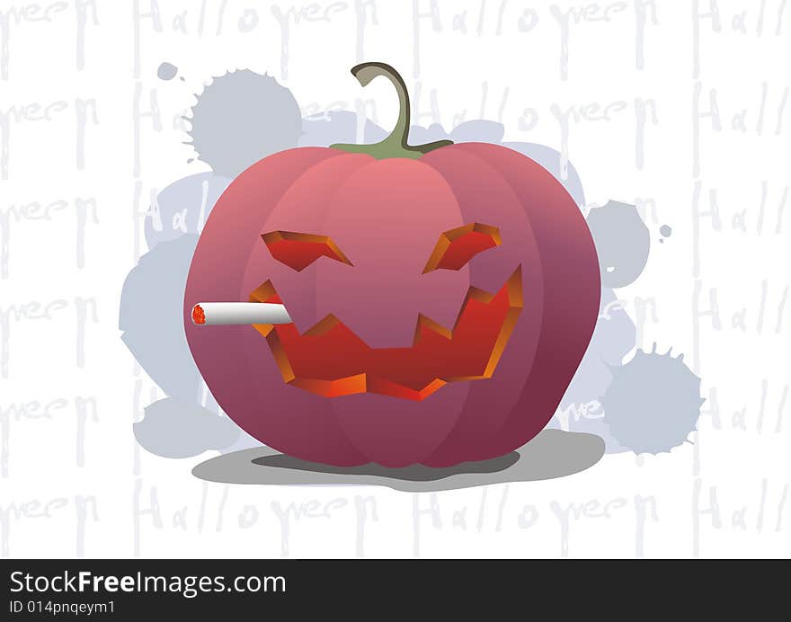 Vector. a pumpkin is smoking. Vector. a pumpkin is smoking