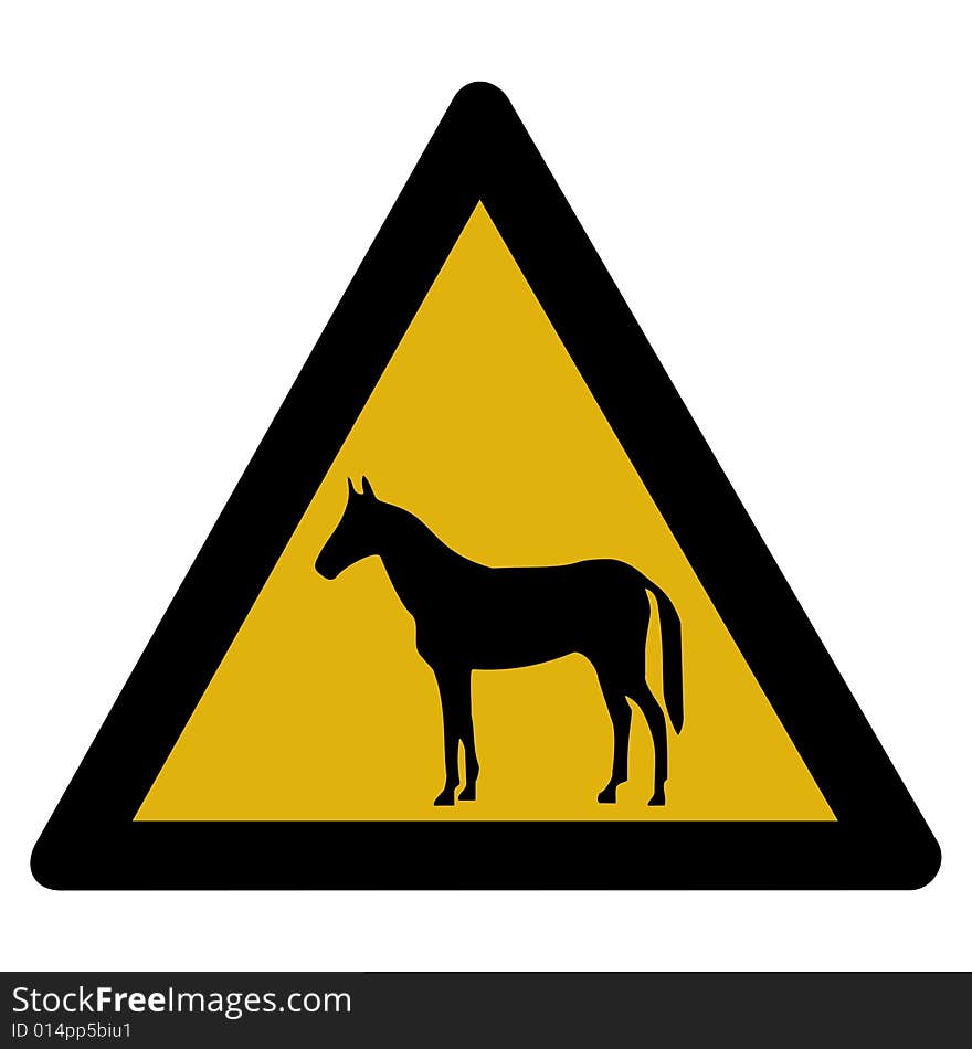 Warning sign - horse - a computer generated image