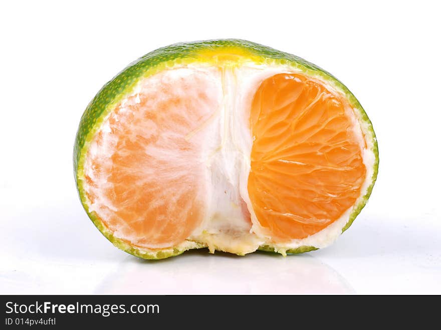 Close up of a orange on white background.