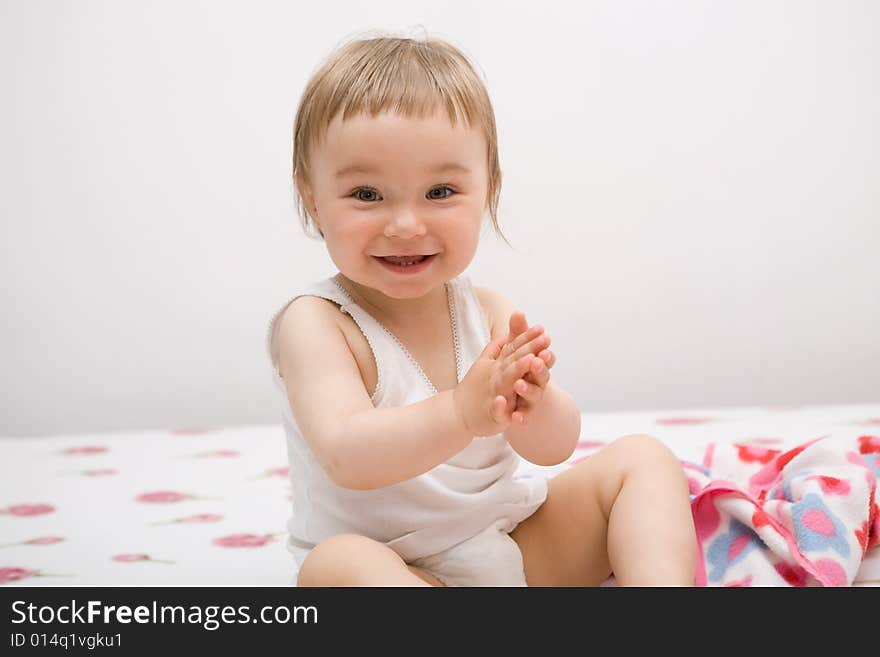 Sweet baby girl on sofa. Sweet baby girl on sofa