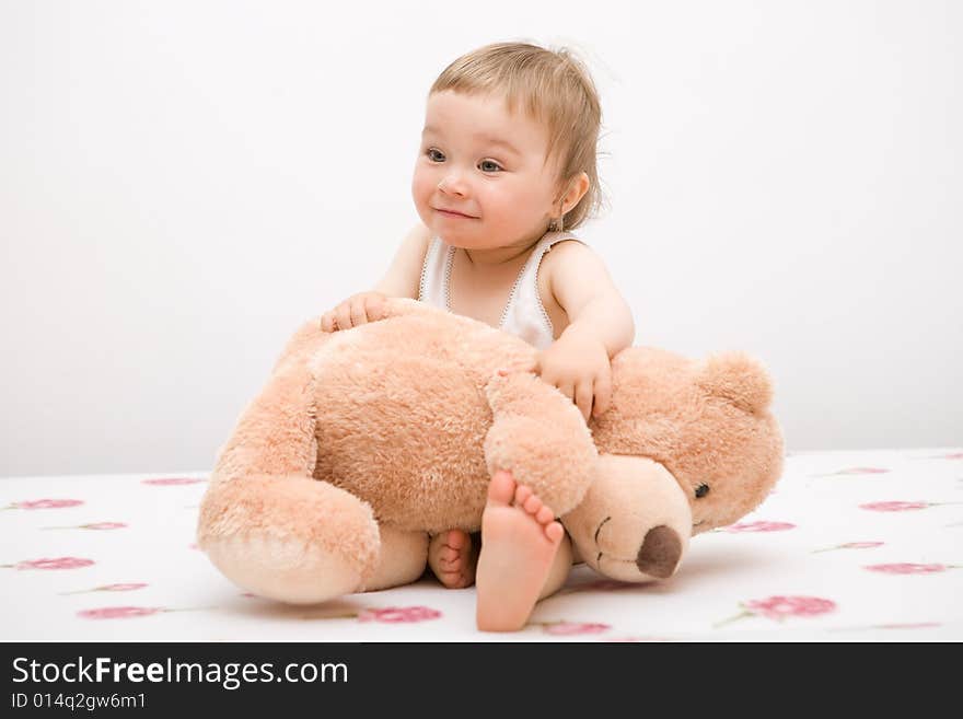 Sweet baby girl on sofa. Sweet baby girl on sofa