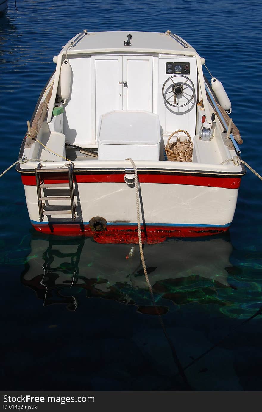 Wooden color boat on sea. Wooden color boat on sea