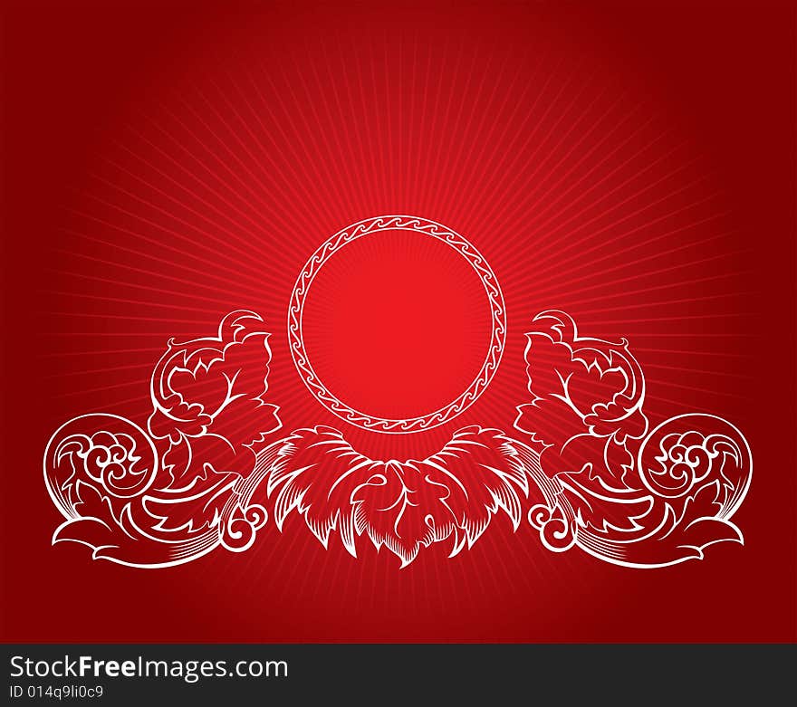 Red sun with white ornament