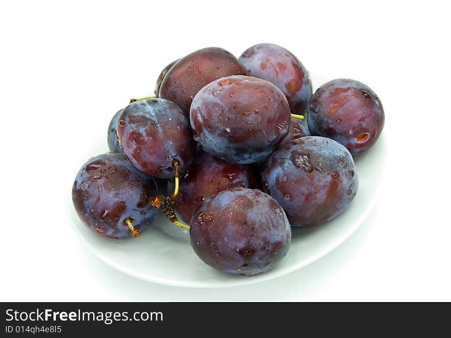 Stak Of Big , Ripe Plums