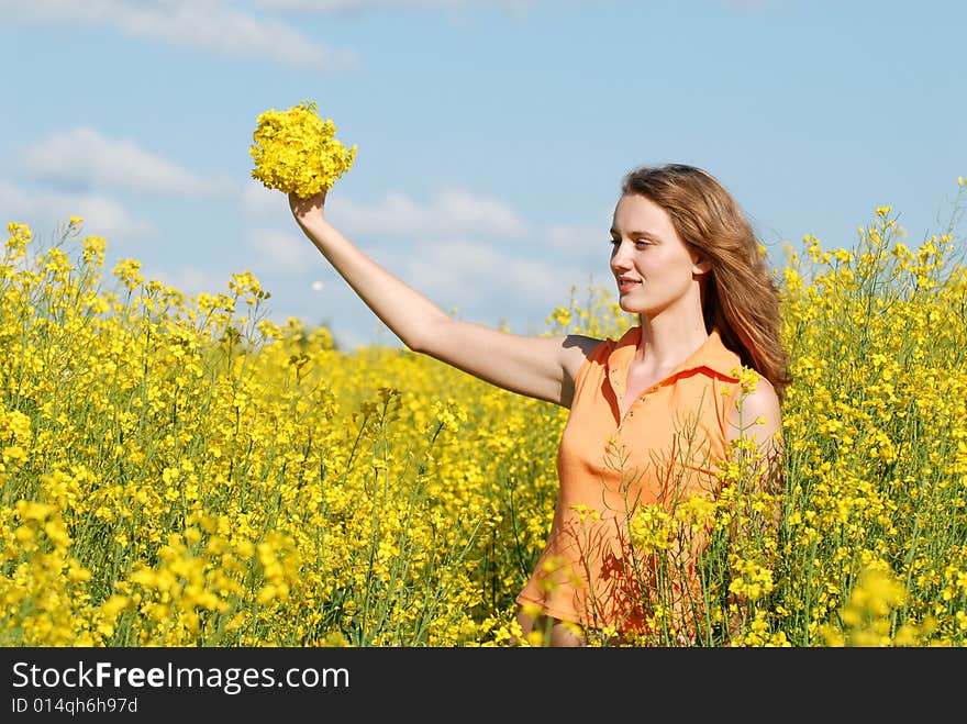 Portrait of the young beautiful girl on nature. Portrait of the young beautiful girl on nature