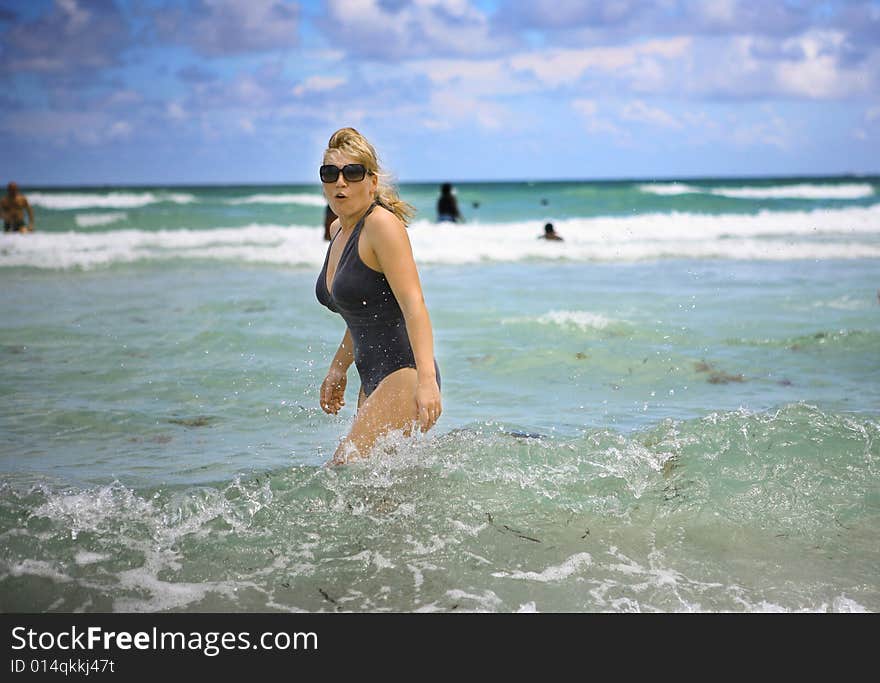 Woman in the ocean