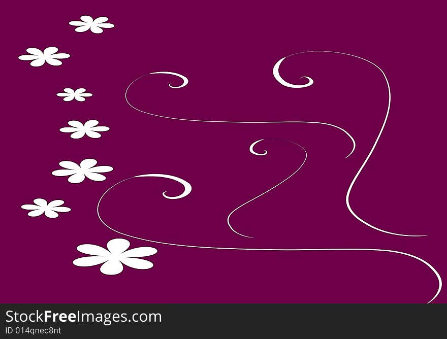 Floral design with few flowers in a maroon background. Floral design with few flowers in a maroon background