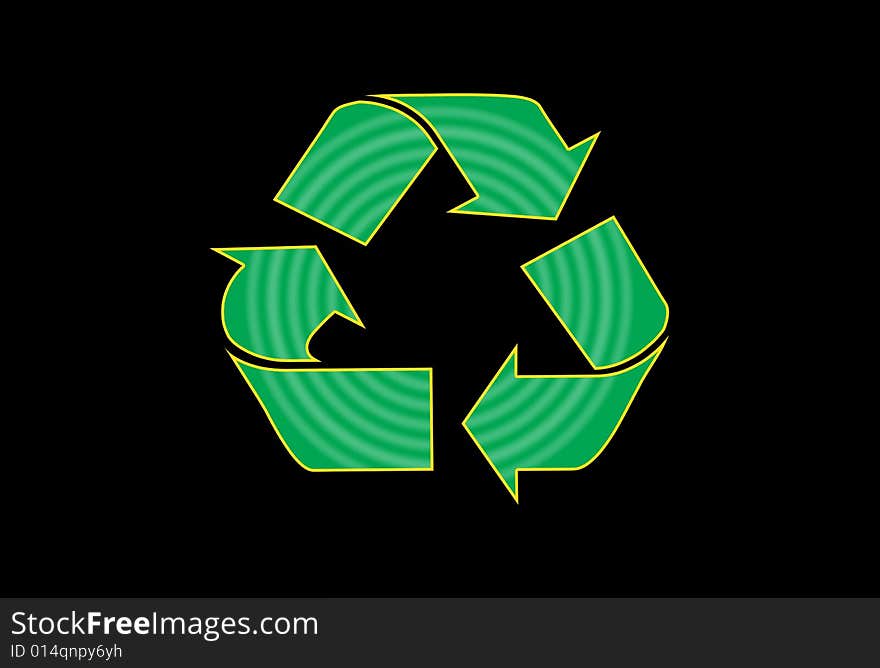 A symbol of recycling in a black background. A symbol of recycling in a black background.